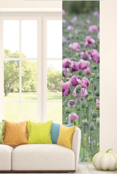 Flächenvorhang Mohnzauber in violett t, Schiebevorhang, Schiebegardine, modern, 60 cm breit, 2,65 m hoc